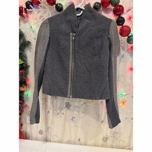 JNBY Women's Gray Moto Jacket Size S Casual Zip Up Two-Tone Design